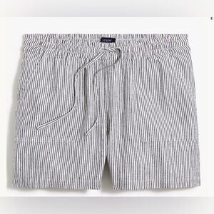 NWT J. Crew Women's Pinstripe Striped Linen Drawstring Shorts, Size XL